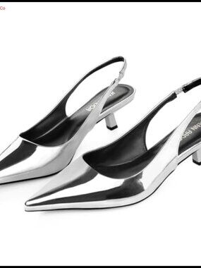 Kitten Heel Slingback Pumps Low Heel Dress Shoes Closed Toe